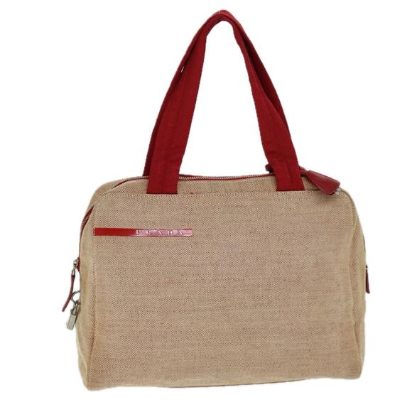 PRADA Sports Tote Bag Canvas Red Beige - Picture 1 of 16